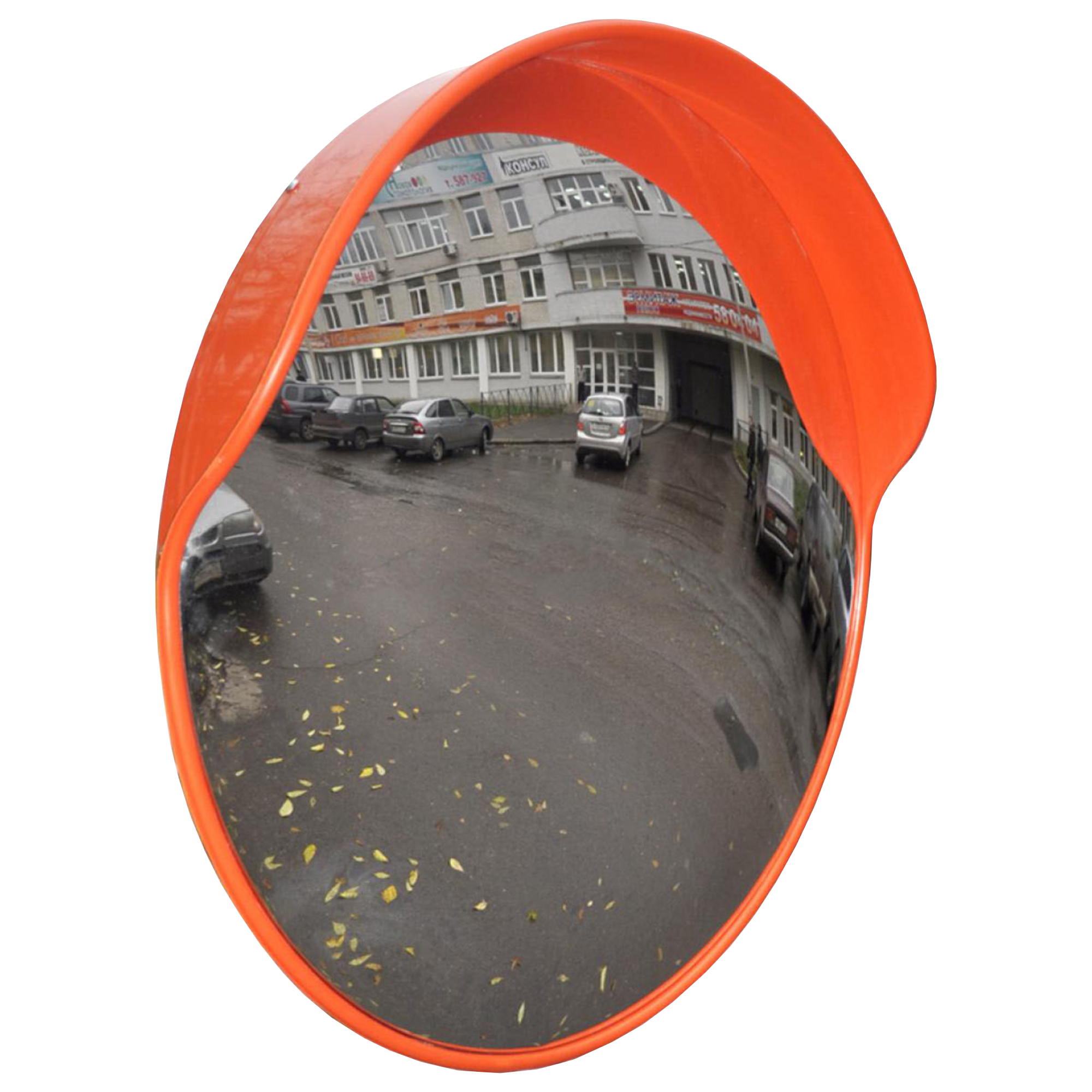 Зеркало сферическое уличное с козырьком 800мм с кронштейном для трубы